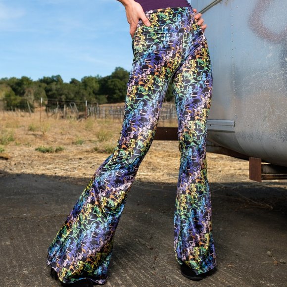 Pants - Grateful Dead Velvet Bell Bottoms - Skeleton